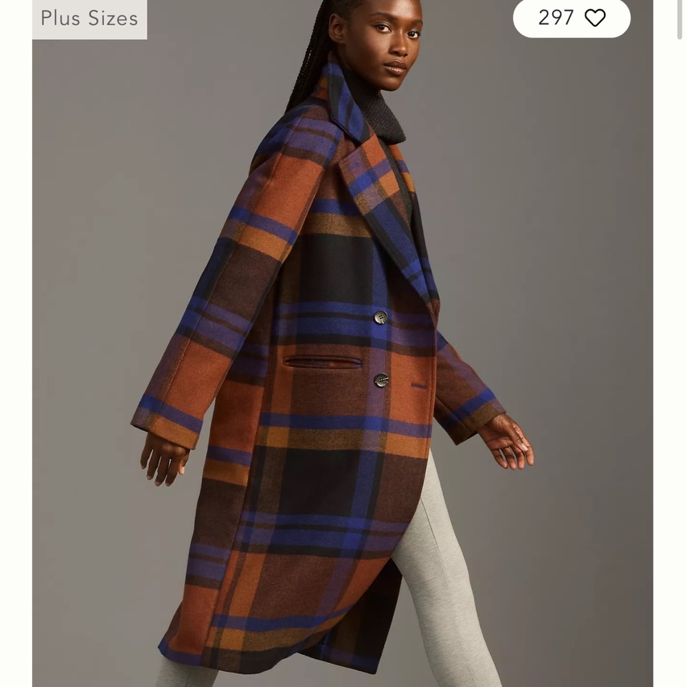 NWT Avec Les Filles Plaid Top Coat size L